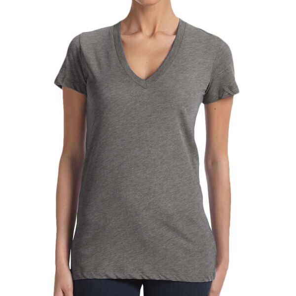 Ladies' Triblend Short-Sleeve Deep V-Neck T-Shirt Thumbnail